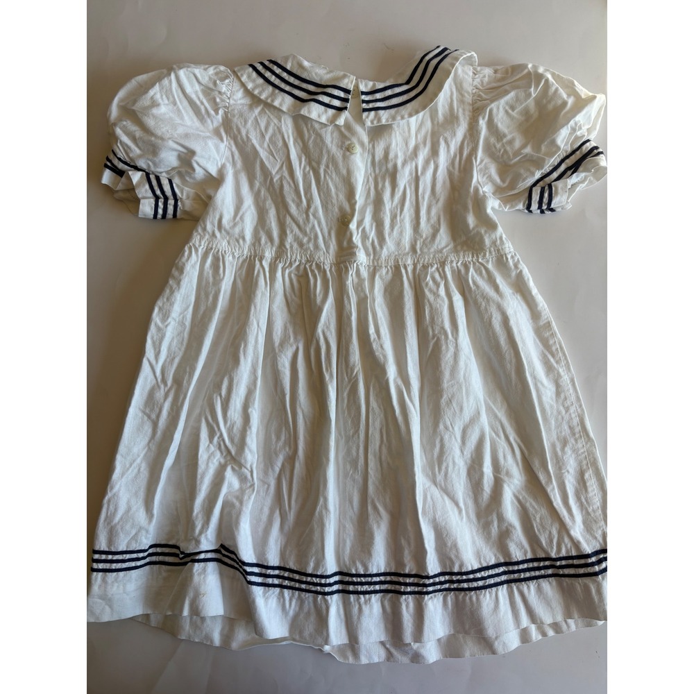 Vintage Bonnie Jean Girls‎ Sailor Dress White Cotton Nautical Anchor 6X USA - Picture 2 of 10